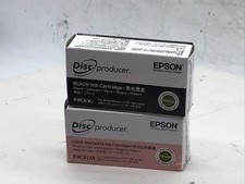Lot 2 Epson Disc Producer Ink Cartridges PJIC6(K) Black and PJIC3(LM) LtMag NEW picture