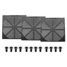3Pcs 200mm Fan Filter Grill Plastic Ventilation Grill Cover with Screws Black picture