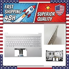 Replacement Upper Case Palmrest Backlit Keyboard for HP 15-EG 15-EH Silver picture