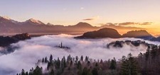 Landscape nature slovenia lake bled sunrise mist Custom Gaming Mat Desk picture