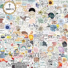 200 PCS Christian Bible Verse Jesus God Stickers - Waterproof Vinyl Colorful  picture