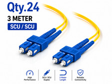 (24) 3 Meter SC/UPC - SC/UPC Duplex Fiber Patch Jumper OS2 SMF Singlemode Cable picture