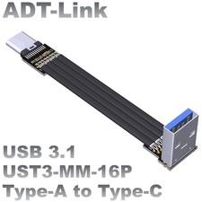 ADT-Link USB3.1 Flat Thin Corner Extension Data Cable Type-C Transfer USB-A New picture