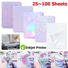 100x Mixed Holographic Vinyl Sticker Paper Waterproof Glossy For Inkjet Printer picture