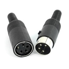 Pair Black Plastic Housing 4-Pin DIN Male Female  Connector 6mm picture