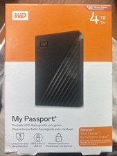 WD My Passport (4TB) External Hard Drive - (WDBPKJ0040BBK-WESN) - Black - Sealed picture