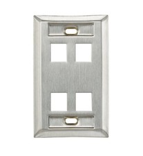 Leviton 43080-1L4 Stainless Steel Wallplate Single-Gang 4-Port with ID Windows picture