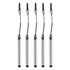 MECCANIXITY 5pcs Metallic Phone Stylus Pen Retractable Metal Mini Silver  picture