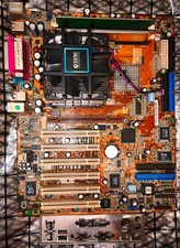 Vintage ASUS P4T533 Motherboard P4 2.4GHz, 512MB RDRAM (232-pin), I/O Shield. picture