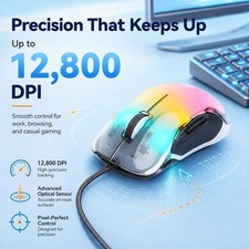 MANHATTAN RGB LED Wired USB Mouse, 12800 DPI, 5 Buttons, Braided picture