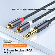 6.35mm Jack to 2 x RCA Phono Male Plugs Audio Cable Lead 0.5m 1m 1.5m 3m 5m 10m picture