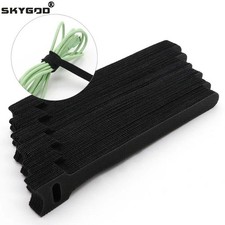 100 PCS Releasable Cable Ties Wire Organizer Black 150mm  Nylon Hook Loop Straps picture