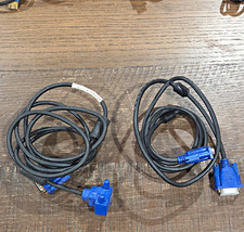 Lot of 2 VGA/SVGA D-Sub Male to Male Monitor Cables w/ Right Angle, Black/Blue picture