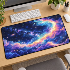 Galaxy Desk Mat & Mouse Pad, Celestial Nebula Gaming Desk Decor picture