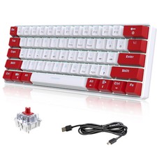 Snpurdiri 60% Wired Gaming Keyboard White LED Backlit Small 61Key Ultra-Compact picture