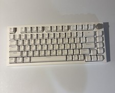 Custom Built White Reccazr Mechanical Keyboard With Light Blue Akko Switches picture