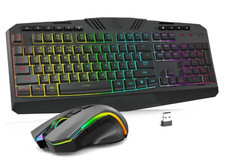Teclado y ratón gaming inalámbrico RGB 4800DPI tri-modo PC picture