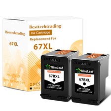 Refilled 67XL Black Ink Cartridge 2PK Compatible with HP ENVY 6052 6055 6058  picture