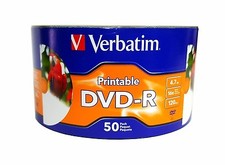 1200 VERBATIM Blank 16X DVD-R DVDR White Inkjet Hub Printable 4.7GB Media Disc picture