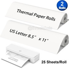 2 Rolls A4 Thermal Paper 8.5 x 11 US Letter Size Printer Paper 25 Sheet/Roll USA picture