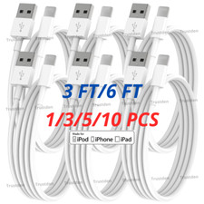 Bulk Lot USB Charger Cable 3/6Ft For iPhone 14 13 12 11 X 8 7 6 SE Charging Cord picture