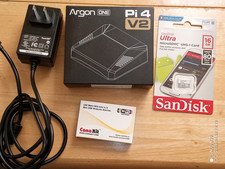 Argon 1 V2 Pi4 Fan case w/canna power, ScanDisk 16Gb microSD, USB wireless adapt picture