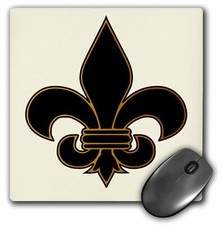 3dRose Large Black and Gold Fleur de lis Christian Saints Symbol MousePad picture