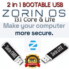 Zorin OS 13.1 USB  2-in-1 Drive Live Boot Lite & Core GUI- Same Day Shipping USA picture