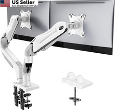 HUANUO Dual Monitor Stand - Full Adjustable Desk 13-32 Inch, White picture