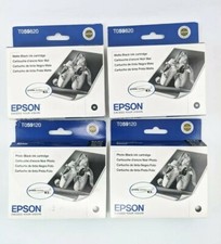 GENUINE LOT of 4 Black EPSON 59 INKS STYLUS PHOTO R2400 T059120 T059820 OEM picture