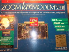 ZOOM FAX MODEM V.34I MODEL 2834 33,600 & 28,000 bps DATA 14440 bps FAX NIB picture