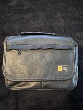 Case Logic Brief Case Messenger Bag Black Leather With Audio Jack picture