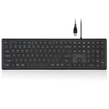 Perixx PERIBOARD210II US Wired Full Size Keyboard Quiet Scissor Keys Black picture