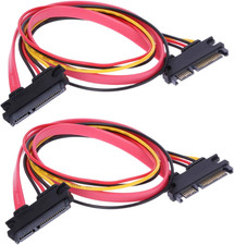 RLECS 2-Pack 50Cm SATA Power Cable 22Pin (7+15) Male Plug to 22 Pin Female Jack picture