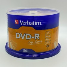 VERBATIM Life Series 16X Recordable DVD-R 4.7GB (50 pack Spindle) New SEALED picture