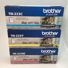 Lot of 3 Genuine Brother TN-223C TN-223Y TN-223M OEM Color Toner Cartridges picture