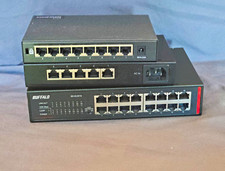 Lot of 3 Gigabit Network Switches - HPE OfficeConnect 1420 8G & Buffalo (16P/5P) picture