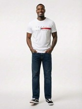 Tommy Hilfiger Mens Flag Stripe T-Shirt Bright White 78J4997 110 picture