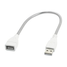 Silver Tone USB 2.0 Type A Female to Male Flexible Metal Hose Extension Cord 12