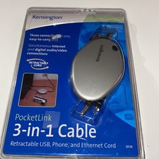 Kensington PocketLink 3-in-1 Ethernet/Phone/USB Cable for Mac or PC (33129) NEW picture