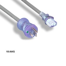 [10X] 3ft 18 AWG Hospital Grade Power Cable NEMA 5-15P to C13 10A/125V Clr picture
