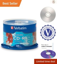 50pk CD-R Blank Discs - 700MB 80 Minutes 52X Silver Inkjet Printable picture
