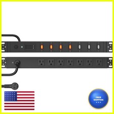 HHSOET 7 Outlet PDU Power Strip Digital Display, 1U, Black, 6FT, 1 picture