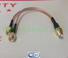 6” SMA Female to 2X SMA male RF coaxial cable Y type splitter pigtail RG316 USA picture