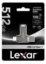 Lexar 512GB JumpDrive Dual Drive D400 USB 3.2 TypeC & Type-A Flash Drive 170 MBs picture