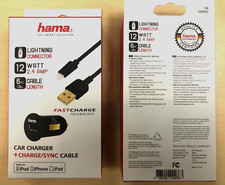 2X HAMA 2.4 Amp iPhone iPad Car Charger w/ 6FT Heavy Duty MFI Lightning Cable picture