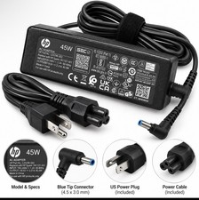 HP Original 45W Blue Tip Laptop Chargers 19.5V 2.31A w/ Cords Lot of 5 picture