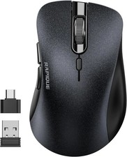 Wireless Mouse, 2.4G Silent Computer Mice with USB Receiver & Type-C Black picture