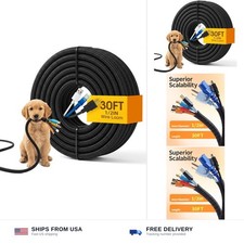 30ft Wire Loom Automotive, 1/2in Cord Protectors from Pets no Chew, Black picture