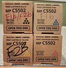 Genuine Set of (4) Ricoh MP C5502 841754 841753 841751 841752 Toner Sealed New picture